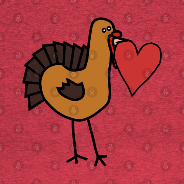 Thanksgiving Turkey With Red Heart Valentine on Valentines Day by ellenhenryart